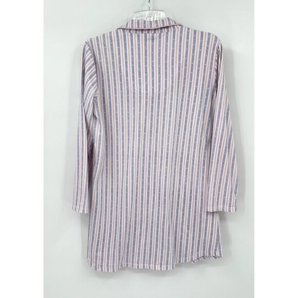 LAURA ASHLEY sleepshirt nightgown nightshirt cotton flannel striped hearts M - Picture 4 of 5